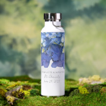 Blå Hydrangea Kronblad Bröllop Personliga Namn