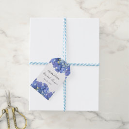Blå Hydrangea Kronblad Personlig Bröllopsdusch Presentetikett