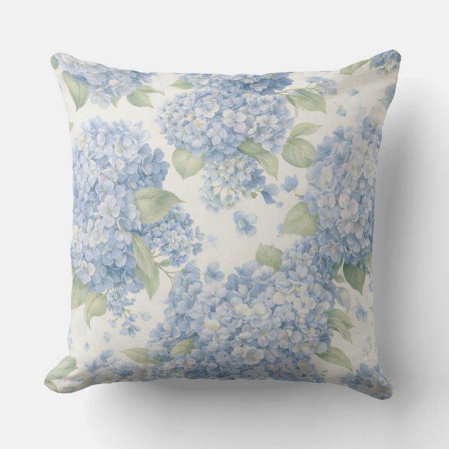 Blå Hydrangea Kust Kastkudde | Elegans Kudde (Framsida)