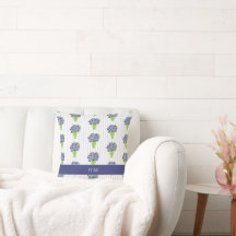 Blå Hydrangea Kustnära Grön Vas Rand Monogram