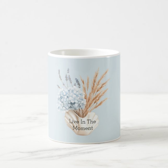 Blå Hydrangea Lavendelblommor i Vas Kaffemugg (Center)