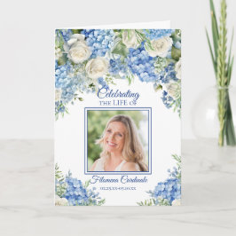 Blå Hydrangea Livs Firande Minnesprogram Inbjudan
