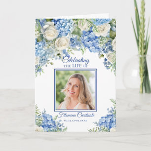 Blå Hydrangea Livs Firande Minnesprogram Inbjudan