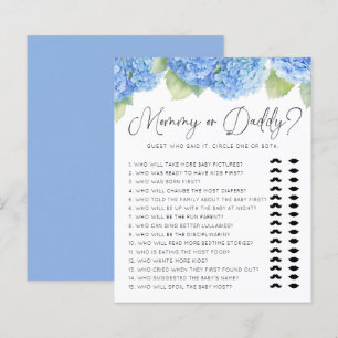 Blå Hydrangea Mamma eller Pappa Baby Shower Spel