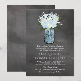 Blå Hydrangea Mason Burk Chalkboard | BRÖLLOP Inbjudningar