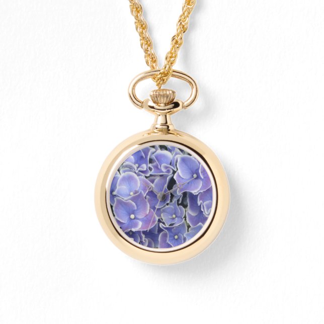 Blå Hydrangea med vit gräns-omslag runt klocka (Framsida)