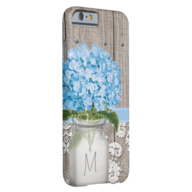 Blå Hydrangea Monogram Mason Burk Case-Mate iPhone Skal (Baksidan/Höger)