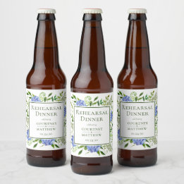 Blå Hydrangea Övningsmiddag Ölflaska Etikett