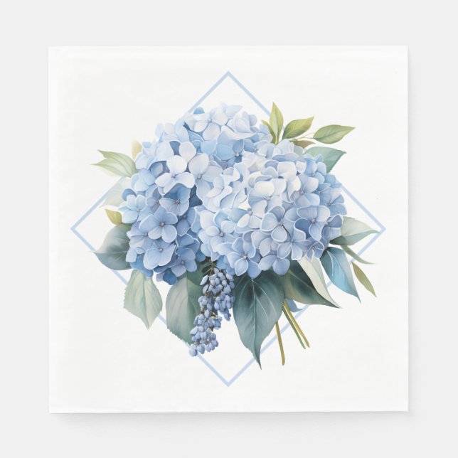 Blå Hydrangea Pappersservetter (Framsidan)