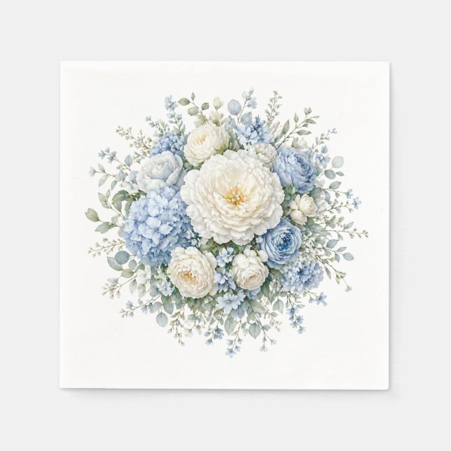 Blå Hydrangea Pappersservetter (Framsidan)