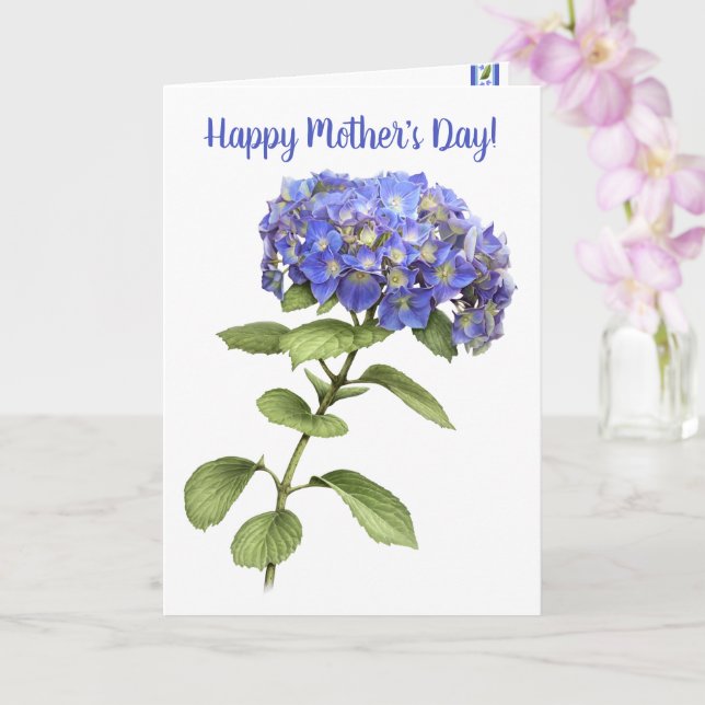 Blå Hydrangea Personlig Mors Dag Kort (Orkide)