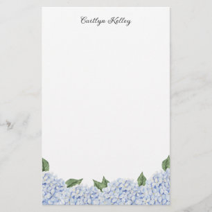 Blå Hydrangea Personlig Stationery Papper Flygblad