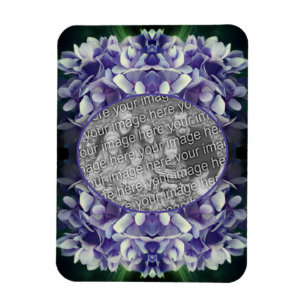 Blå Hydrangea Petals Ram Lägg till ditt foto Magnet