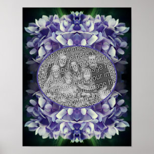 Blå Hydrangea Petals Ram Lägg till ditt foto Poster