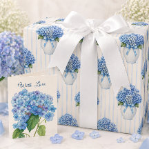 Blå Hydrangea Presentpapper Elegant Blommig Presen