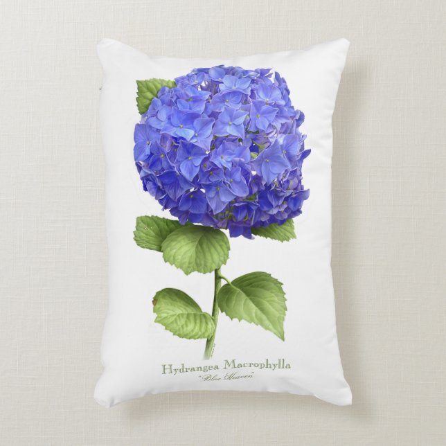 Blå Hydrangea Prydnadskudde (Framsidan(Vertikal))