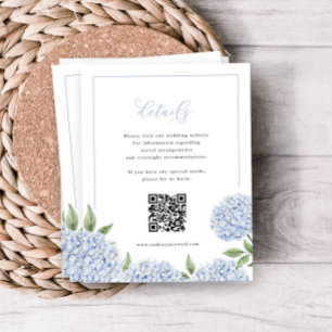 Blå Hydrangea Ram Calligraphy-detalj QR-kod Tilläggskort