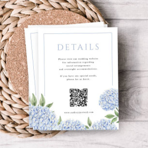 Blå Hydrangea Ram-detalj QR-kod Tilläggskort