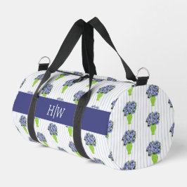 Blå Hydrangea Rand Monogram Kustmönster
