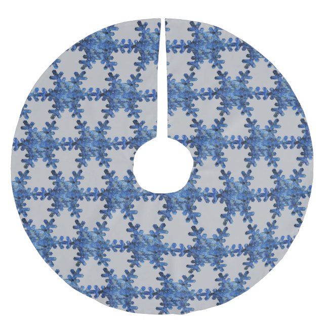 Blå Hydrangea Snöflinga Julgran Skärtröja Julgransmatta Borstad Polyester (Framsidan)