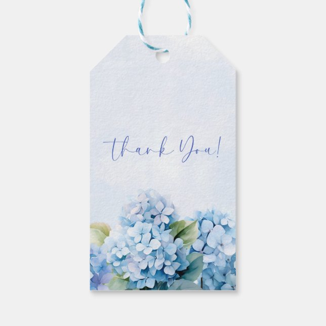 Blå Hydrangea Something Blue Bröllopsdusch Presentetikett (Baksidan)