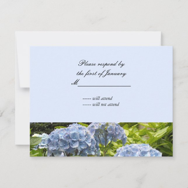 Blå Hydrangea Svarskort OSA Kort (Framsida)
