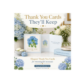 Blå Hydrangea Tacksamhetskort Elegant Blommig Kort
