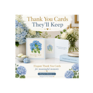 Blå Hydrangea Tacksamhetskort Elegant Blommig Kort