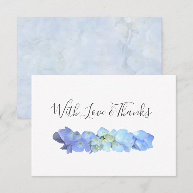 Blå Hydrangea Tomma Blommiga Tacksamhetskort Inbjudningar (Fram/baksida)
