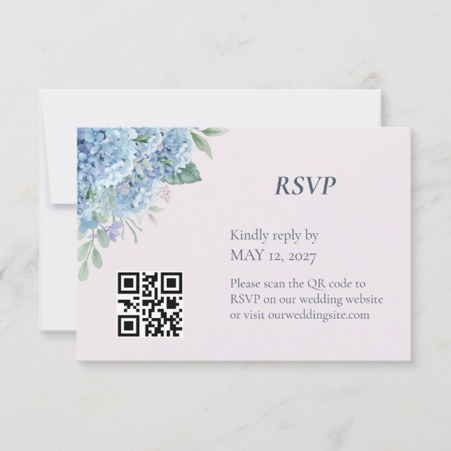 Blå Hydrangea Trädgård Bröllop RSVP-kort OSA Kort (Framsida)