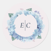 Blå Hydrangea Trädgårdsmonogram Bröllopsdekal