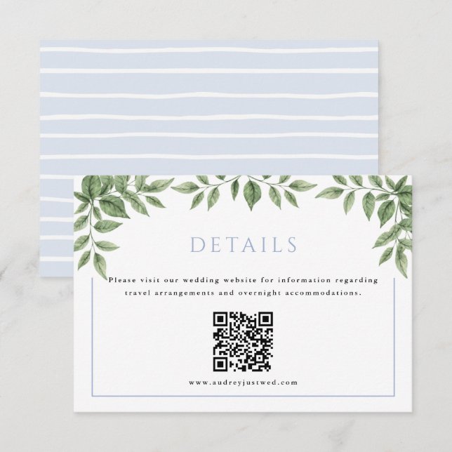 Blå Hydrangea-Vågrät, detalj med QR-kod Tilläggskort (Fram/baksida)