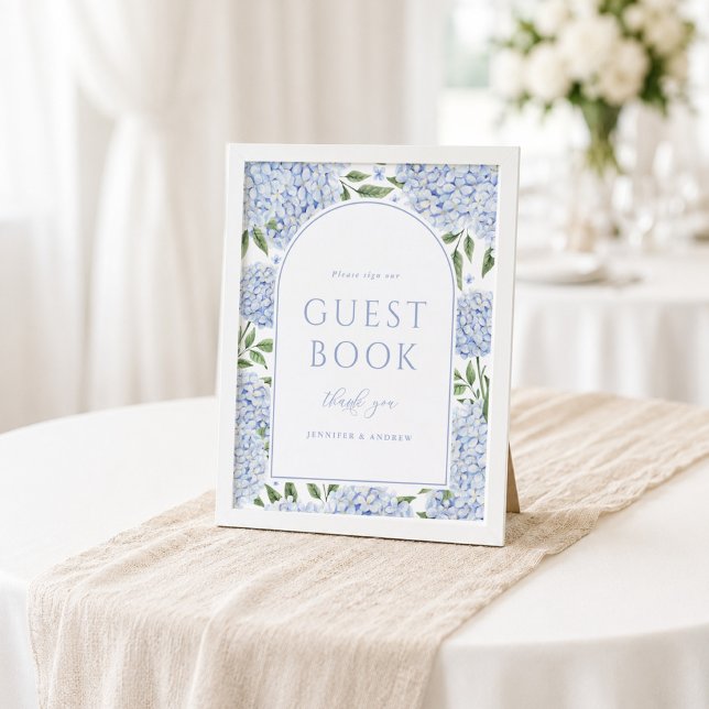 Blå Hydrangea Valvbåge Skriv i vår gästbok Poster (Skapare uppladdad)