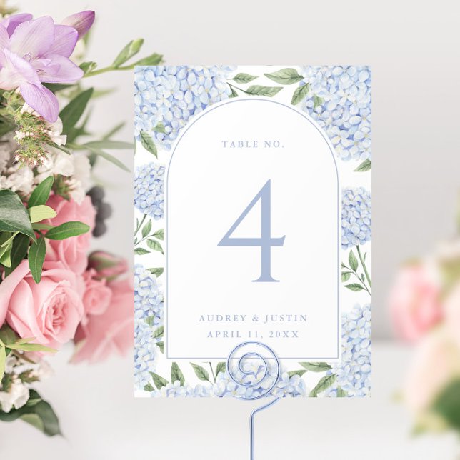 Blå Hydrangea Valvbord Petite Bordkort Bordsnummer (Skapare uppladdad)