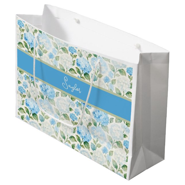 Blå Hydrangea Vattenfärg Blommig Namn (Framsidan Vinklad)