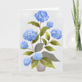Blå Hydrangea Växt | Vacker Blommig Akvarell Kort
