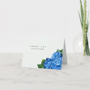 Blå Hydrangea Vikta Personliga Tacksamhetskort Tack Kort