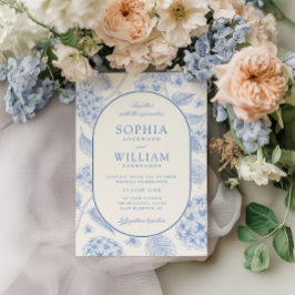 Blå Hydrangea Vintage Bröllop Inbjudningar