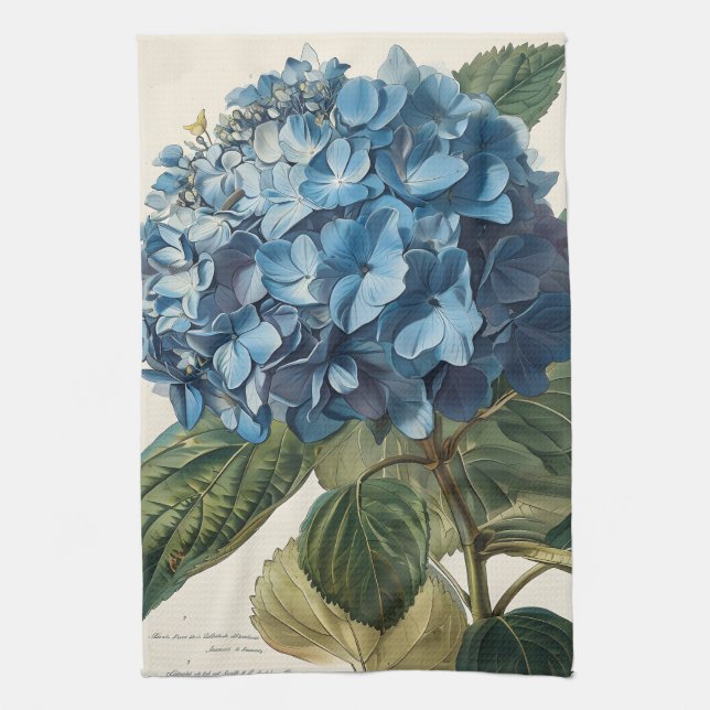 Blå Hydrangea-Vintage Kökshandduk (Vertikal)