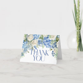 Blå Hydrangea Vita Rosor Akvarell Blommig Tack Kort