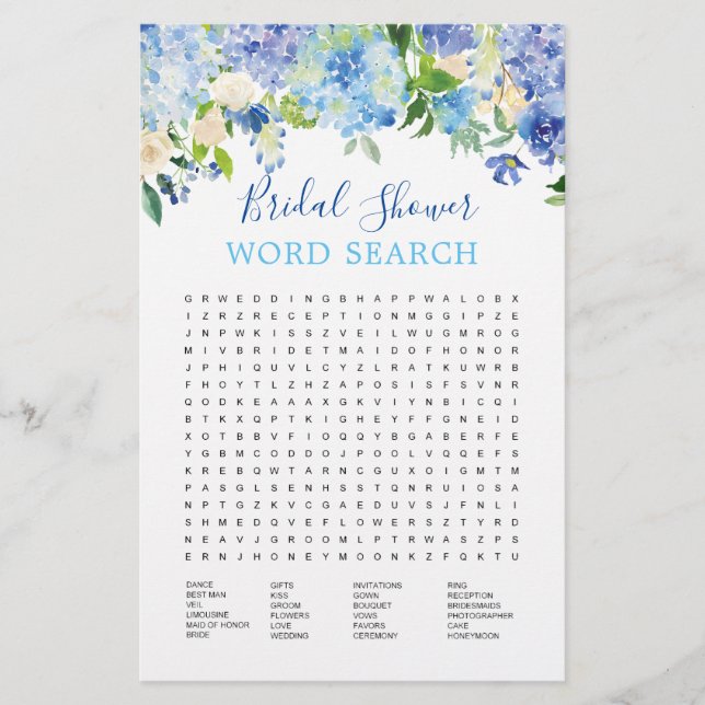 Blå Hydrangea Watercolor-Möhippa spel (Framsida)