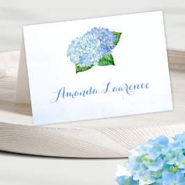 Blå Hydrangea Watercolor Personlig Placera kort