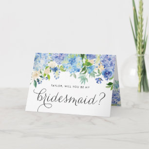 Blå Hydrangeas Blommigt kommer du bli min bridesma Kort