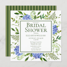 Blå Hydrangeas Blommigt VattenfärgsMöhippa