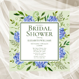 Blå Hydrangeas Blommigt VattenfärgsMöhippa Inbjudningar