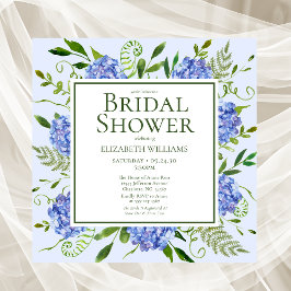 Blå Hydrangeas Blommigt VattenfärgsMöhippa Inbjudningar