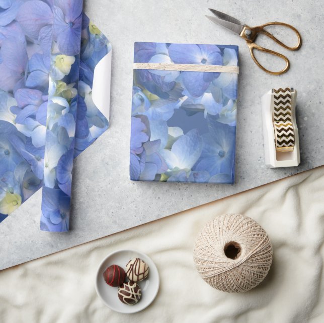 Blå Hydrangeas Blooms Presentpapper (Hantverk)