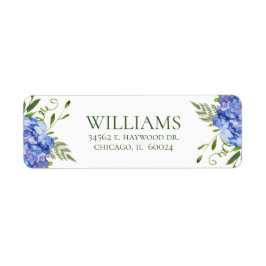 Blå Hydrangeas Bröllopsfestikett för returadress Returadress Etikett