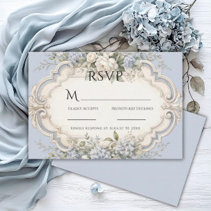 Blå Hydrangeas Elegant Vintage Bröllop OSA Kort