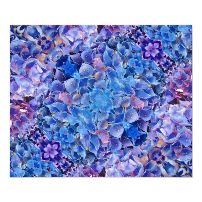 Blå Hydrangeas Flowers Photo Print Fototryck (Framsidan)
